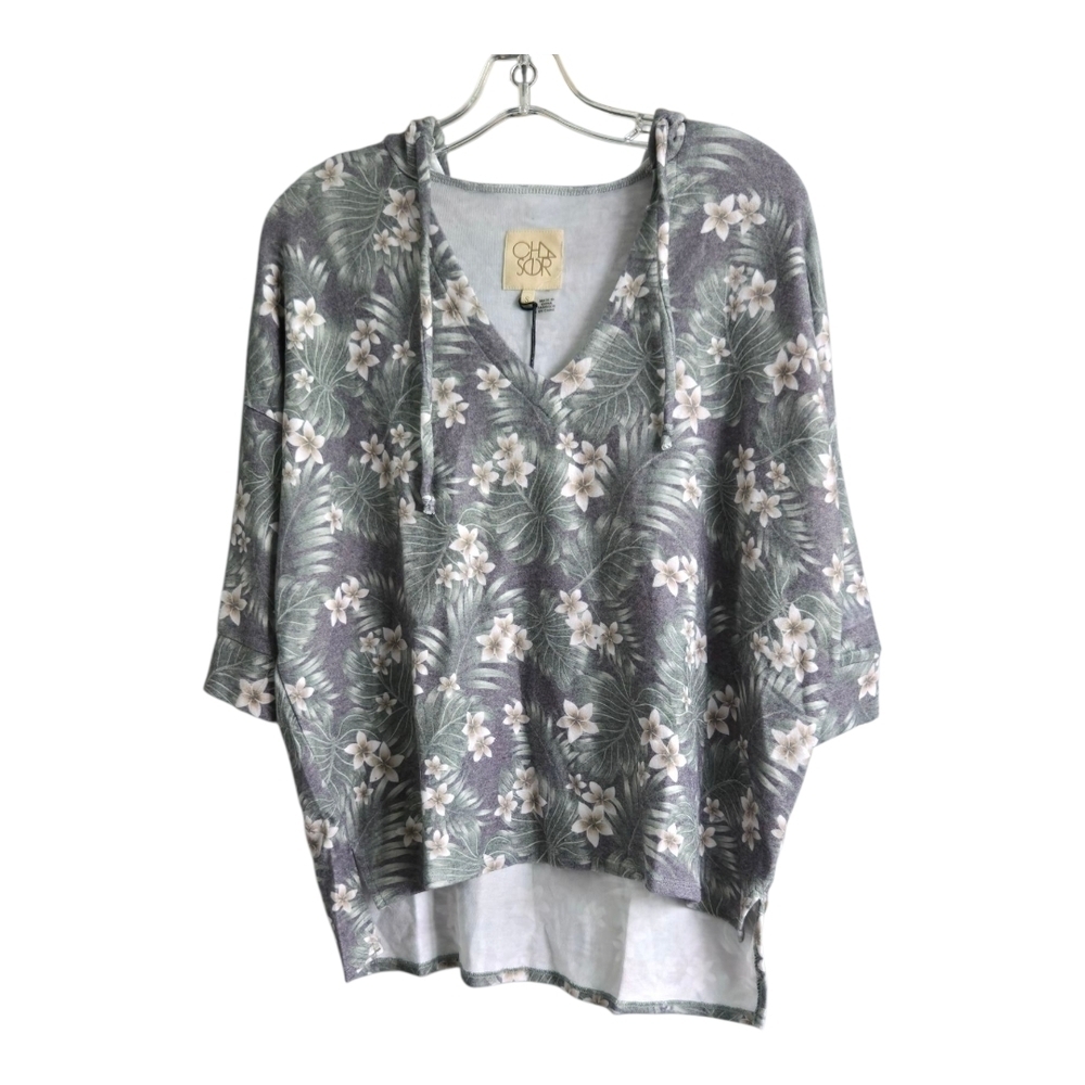 Chaser Gray Green 3/4 Sleeve Boxy Tunic, SMALL